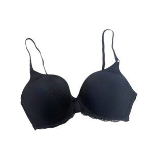 Victorias Secret Angels Black Lace Trim Padded Bra Size 34D